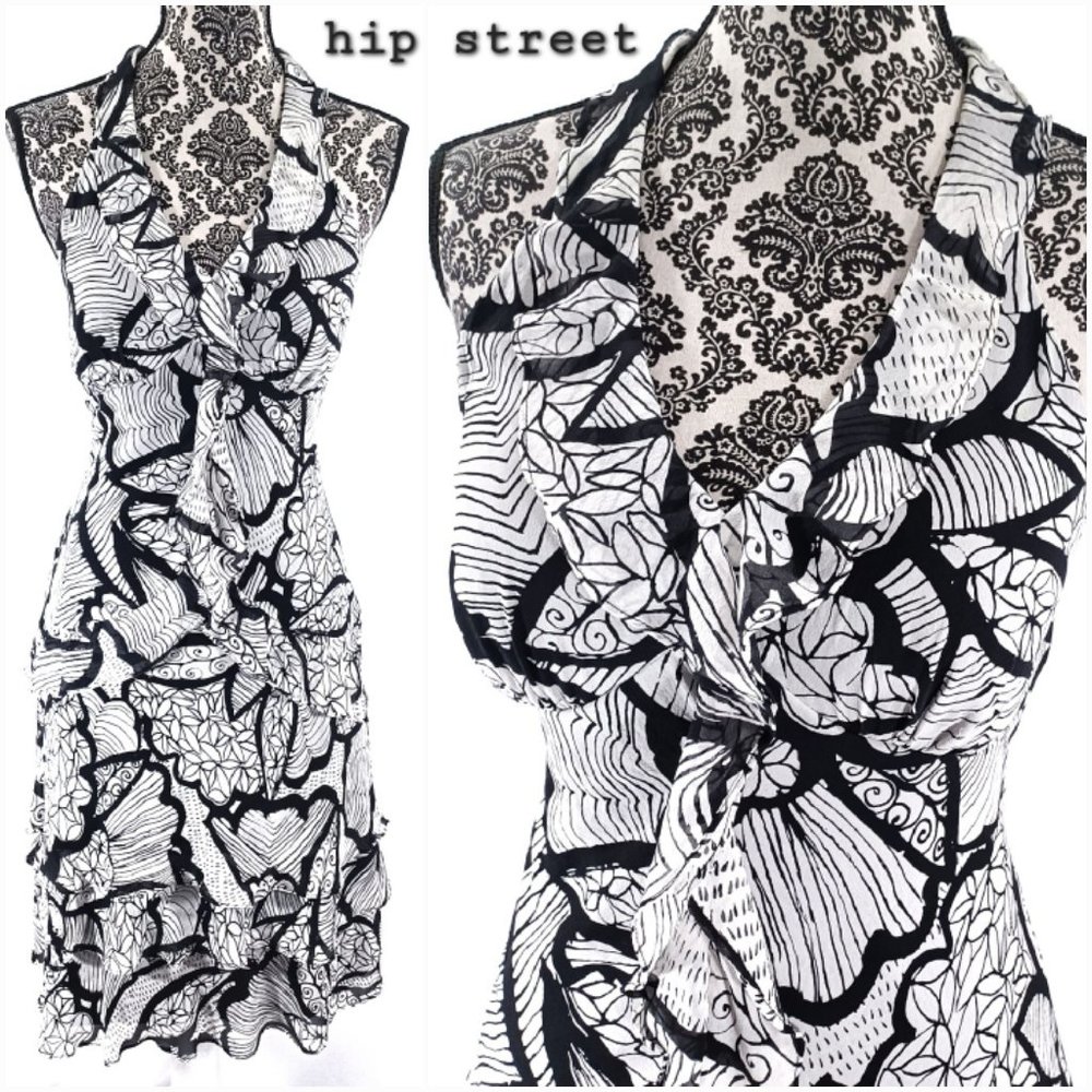 SANGRIA Halter Neck Ruffle Front Skirt Bias Cut Silk Chiffon Print Dress 10